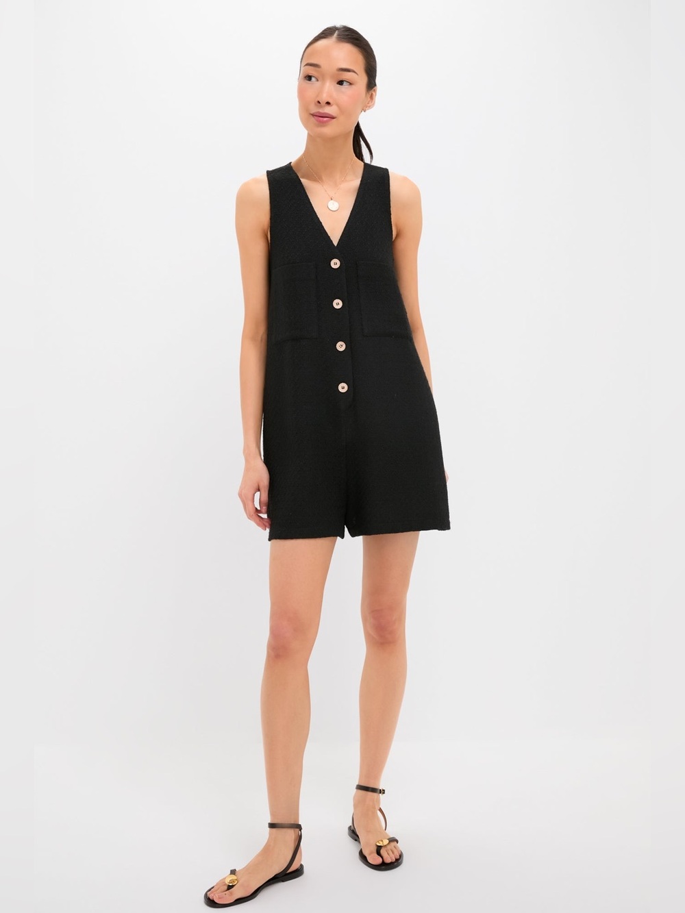 Tuckernuck Black Textured Myla Romper